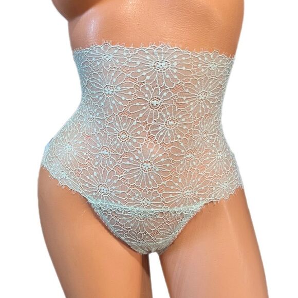 Victorias Secret High-waist Floral Lace Thong Panty Green Small - Picture 5 of 6